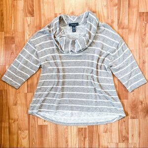 Style & Co ||‎ tan white striped cowl neck sweater